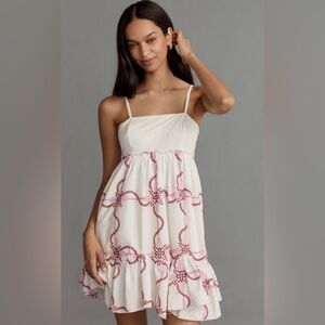 Anthropologie Embroidered Babydoll Mini Dress –Size Medium – Excellent Condition
